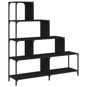 vidaXL 4 szintes fekete szerelt fa k&ouml;nyvespolc 139x33,5x149 cm