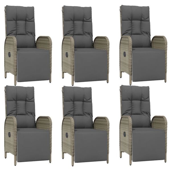 vidaXL 7 r&eacute;szes sz&uuml;rke polyrattan kerti &eacute;tkezőgarnit&uacute;ra p&aacute;rn&aacute;val