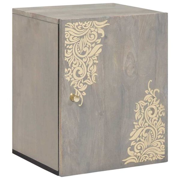 vidaXL Fali Szekrény tárolóval Szürke 38 x 33 x 48 cm Tömör Mangófát