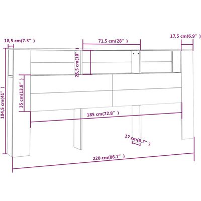 vidaXL szürke sonoma áthidaló szekrény 220x18,5x104,5 cm