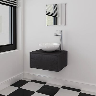 vidaXL 3 darabos fürdőszobai bútor és medence szett fekete