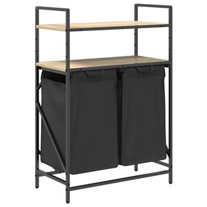 vidaXL sonoma tölgy mosodai kosár 2 rekeszes polcokkal