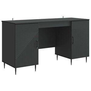 vidaXL Asztal polcokkal t&aacute;rol&oacute;val Fekete 142,5 x 50 x 75 cm Szerelt Fa