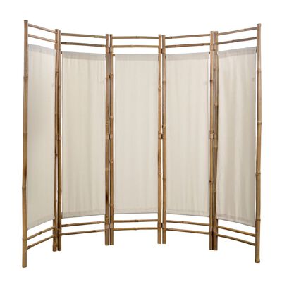 vidaXL 5 paneles bambusz/vászon paraván 200 cm