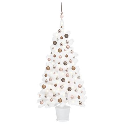 vidaXL fehér megvilágított műkarácsonyfa gömb szettel 90 cm
