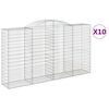 vidaXL 10 db &iacute;ves horganyzott vas gabion kos&aacute;r 300x50x160/180 cm