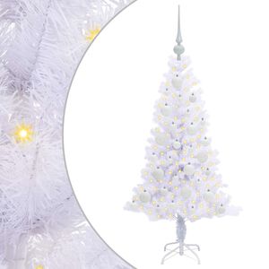 vidaXL Mű kar&aacute;csonyfa 150 LED-del &aacute;llv&aacute;nnyal Feh&eacute;r 120 cm PVC &eacute;s Ac&eacute;l