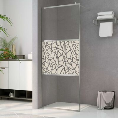 vidaXL zuhanyfal kőmintás ESG üveggel 100 x 195 cm