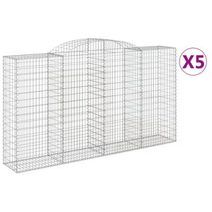 vidaXL 5 db &iacute;ves horganyzott vas gabion kos&aacute;r 300x50x160/180 cm