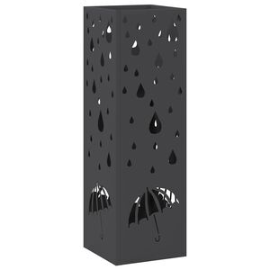 vidaXL Esőernyő &aacute;llv&aacute;ny t&aacute;rol&oacute;val Fekete 15,5 x 15,5 x 49 cm Ac&eacute;l