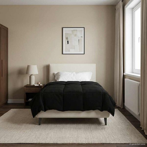 vidaXL T&eacute;li takar&oacute; S&ouml;v&eacute;nyes Fekete 135 x 220 cm Mikrosz&aacute;l