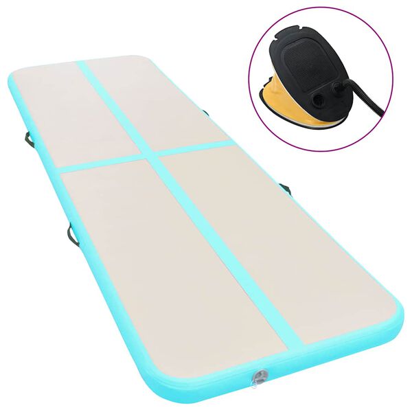 vidaXL zöld PVC felfújható tornaszőnyeg pumpával 300 x 100 x 10 cm