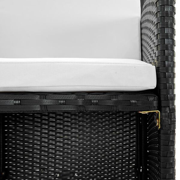 vidaXL 13-részes fekete polyrattan kültéri étkezőszett párnákkal