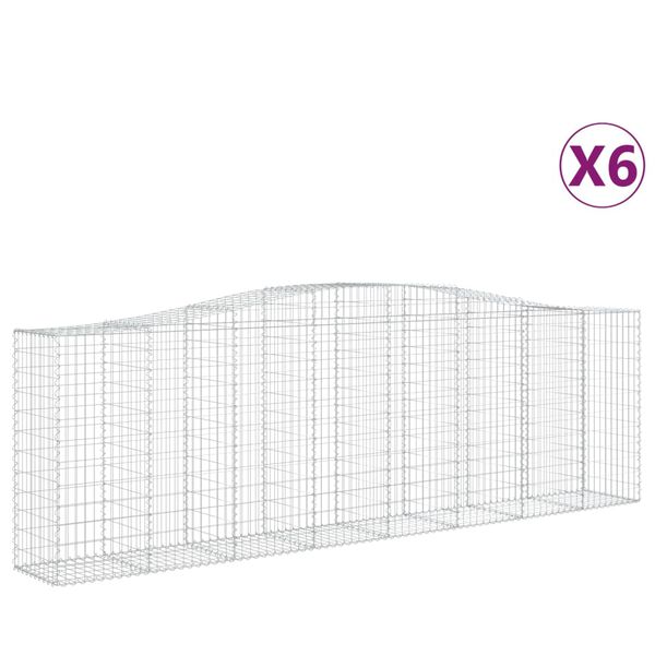vidaXL 6 db &iacute;ves horganyzott vas gabion kos&aacute;r 400x50x120/140 cm