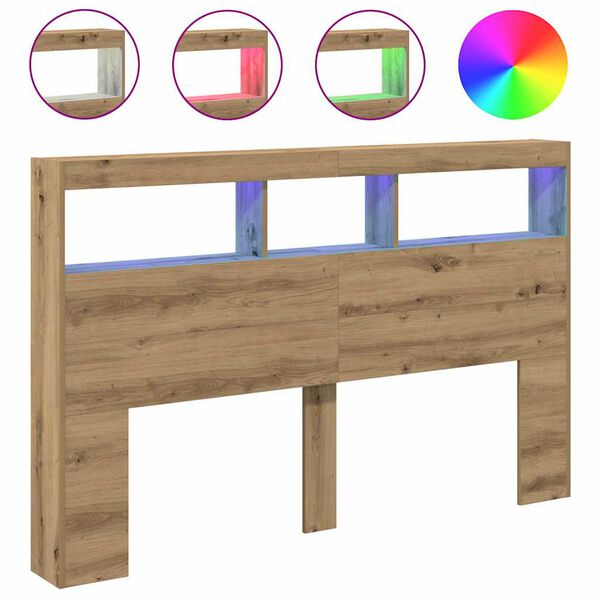 vidaXL kézműves tölgy áthidalószekrény LED-ekkel 160 x 17 x 102 cm