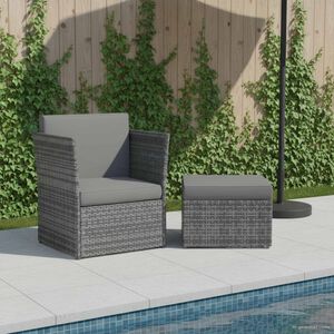 vidaXL antracitsz&uuml;rke kerti polyrattan sz&eacute;k zs&aacute;mollyal