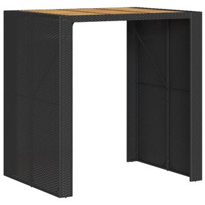 vidaXL fekete polyrattan kerti b&aacute;rasztal ak&aacute;cfa lappal 105x80x110 cm