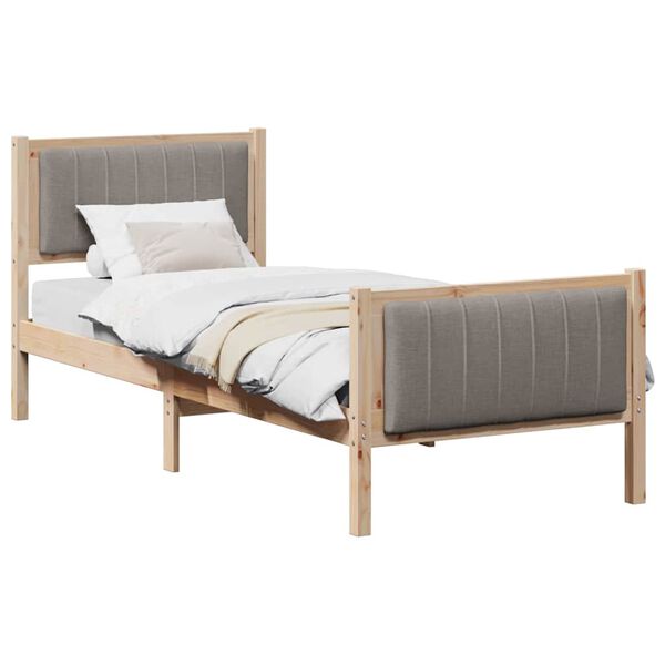 vidaXL &Aacute;gykeret fejt&aacute;ml&aacute;val Barna &eacute;s taupe 75 x 190 cm T&ouml;m&ouml;r fenyőfa