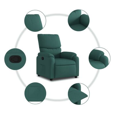 vidaXL sötétzöld szövet dönthető fotel