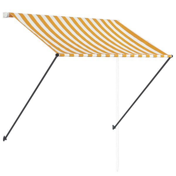 vidaXL feltekerhető s&aacute;rga &eacute;s feh&eacute;r napellenző LED-del 150 x 150 cm