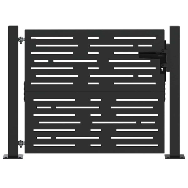 vidaXL Kerti kapu zárral Fekete 100 x 100 cm Porszórt acél