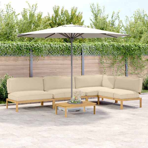 vidaXL Kanap&eacute; Szett p&aacute;rn&aacute;val Egysz&iacute;nű 5 pcs B&eacute;zs T&ouml;m&ouml;r Ak&aacute;cfa