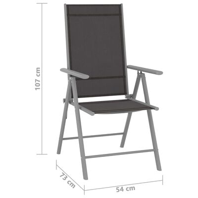 vidaXL 2 db fekete összecsukható textilén kerti szék