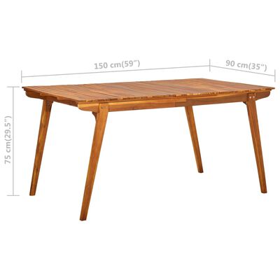 vidaXL tömör akácfa kerti asztal 150 x 90 x 75 cm