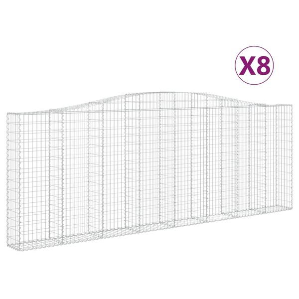 vidaXL 8 db íves horganyzott vas gabion kosár 400x30x140/160 cm