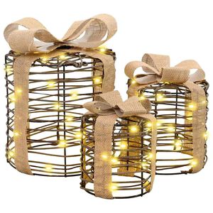 vidaXL Aj&aacute;nd&eacute;kdoboz Dekor&aacute;ci&oacute; 3 db Meleg feh&eacute;r 20 x 20 x 20 cm Rattan