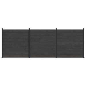 vidaXL Ker&iacute;t&eacute;s K&eacute;szlet 3 pcs 526 x 186 cm WPC &eacute;s Alum&iacute;nium Fekete