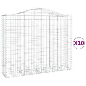 vidaXL 10 db &iacute;ves horganyzott vas gabion kos&aacute;r 200x50x160/180 cm
