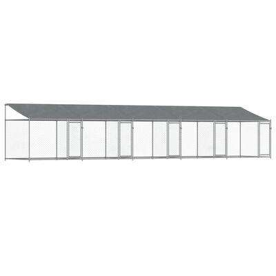 vidaXL szürke horganyzott acél kutyaketrec tetővel és ajtókkal 10x2x2m