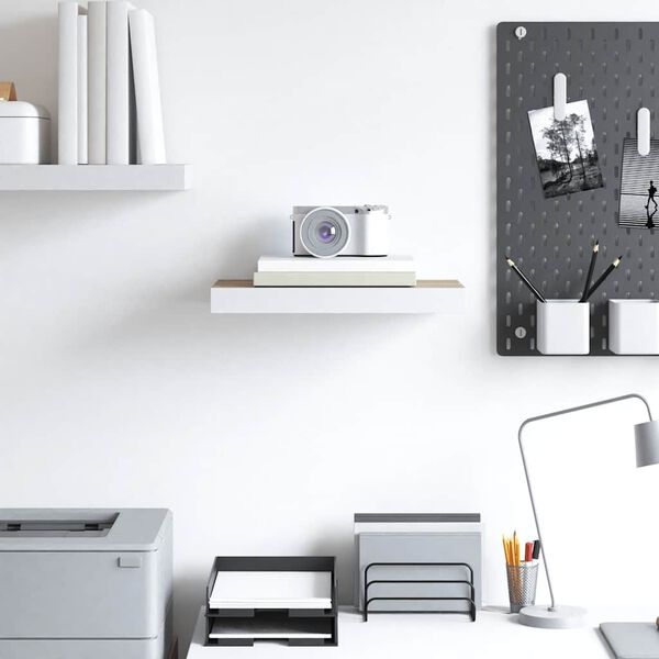 vidaXL t&ouml;lgysz&iacute;nű &eacute;s feh&eacute;r MDF lebegő fali polc 50 x 23 x 3,8 cm