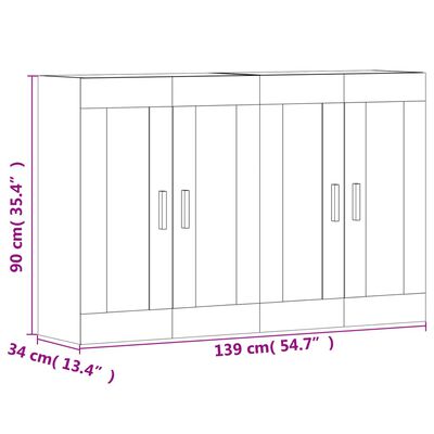 vidaXL 2 db fehér szerelt fa falra szerelhető szekrény