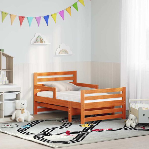 vidaXL &Aacute;gykeret matracmal fejt&aacute;ml&aacute;val Barna 80 x 200 cm T&ouml;m&ouml;r fenyőfa