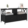 vidaXL TV szekr&eacute;ny Fekete t&ouml;lgy 90 x 33 x 45 cm Műszaki fa &eacute;s ac&eacute;l