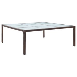 vidaXL barna polyrattan kerti &eacute;tkezőasztal 200 x 200 x 74 cm