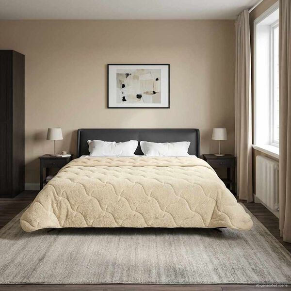 vidaXL T&eacute;li takar&oacute; Kr&eacute;m 200 x 200 cm Mikrosz&aacute;las &eacute;s Teddy pl&uuml;ss