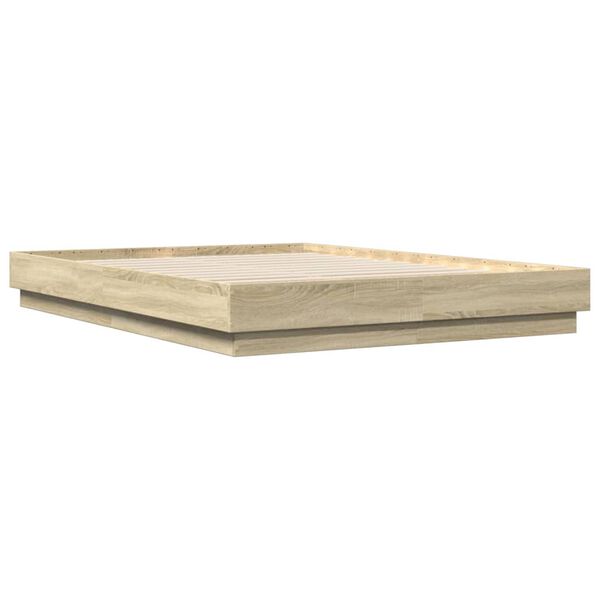 vidaXL sonoma t&ouml;lgy sz&iacute;nű &aacute;gykeret LED-vil&aacute;g&iacute;t&aacute;ssal 120x200 cm