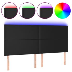 vidaXL fekete műbőr LED-es fejt&aacute;mla 160x5x118/128 cm