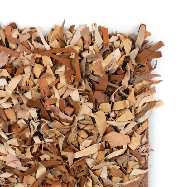 vidaXL s&aacute;rg&aacute;sbarna, val&oacute;di bőr shaggy szőnyeg 120 x 170 cm