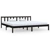 vidaXL Super King fekete t&ouml;m&ouml;r fenyőfa &aacute;gykeret 180 x 200 cm