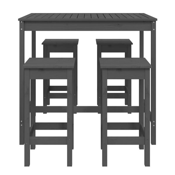 vidaXL szürke 5 részes tömör fenyőfa kerti bárszett