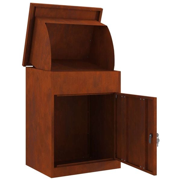 vidaXL Csomagz&aacute;r&oacute; doboz Rozsd&aacute;s 47.5 x 38 x 59 cm Időj&aacute;r&aacute;s&aacute;ll&oacute; ac&eacute;l