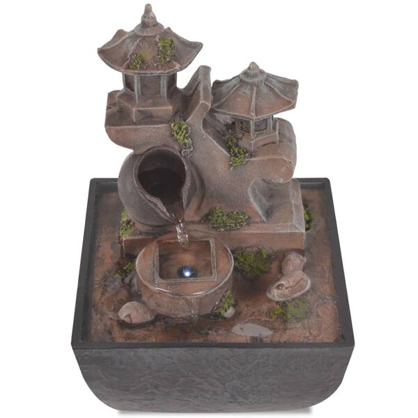 vidaXL Beltéri szökőkút LED-megvilágítással, polyresin