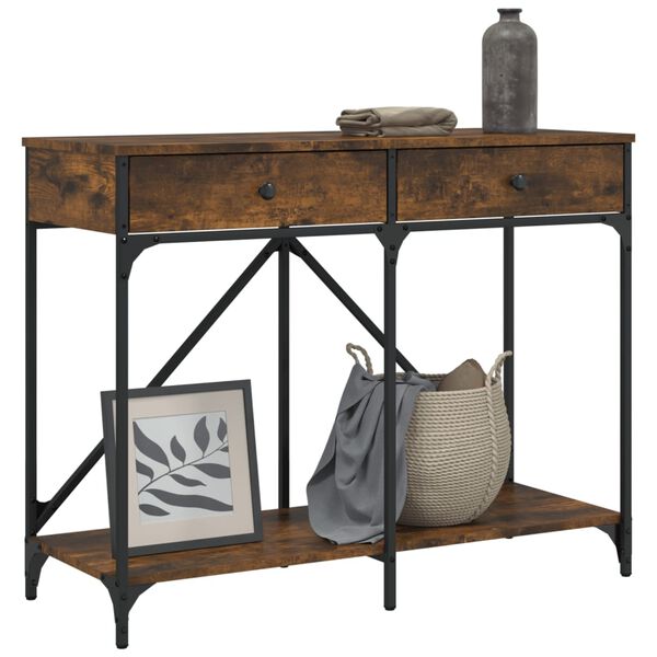 vidaXL f&uuml;st&ouml;s t&ouml;lgy sz&iacute;nű szerelt fa t&aacute;lal&oacute;asztal 100 x 39 x 78,5 cm