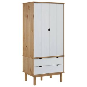 vidaXL OTTA barna &eacute;s feh&eacute;r t&ouml;m&ouml;r fenyőfa gardr&oacute;b 76,5 x 53 x 172 cm