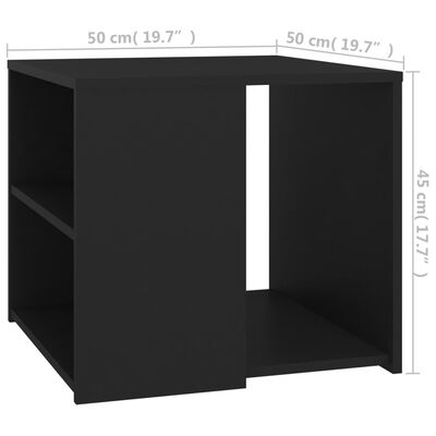 vidaXL fekete forgácslap kisasztal 50 x 50 x 45 cm