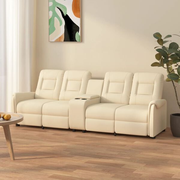 vidaXL 4 személyes krém dönthető masszázsfotel pohártartóval